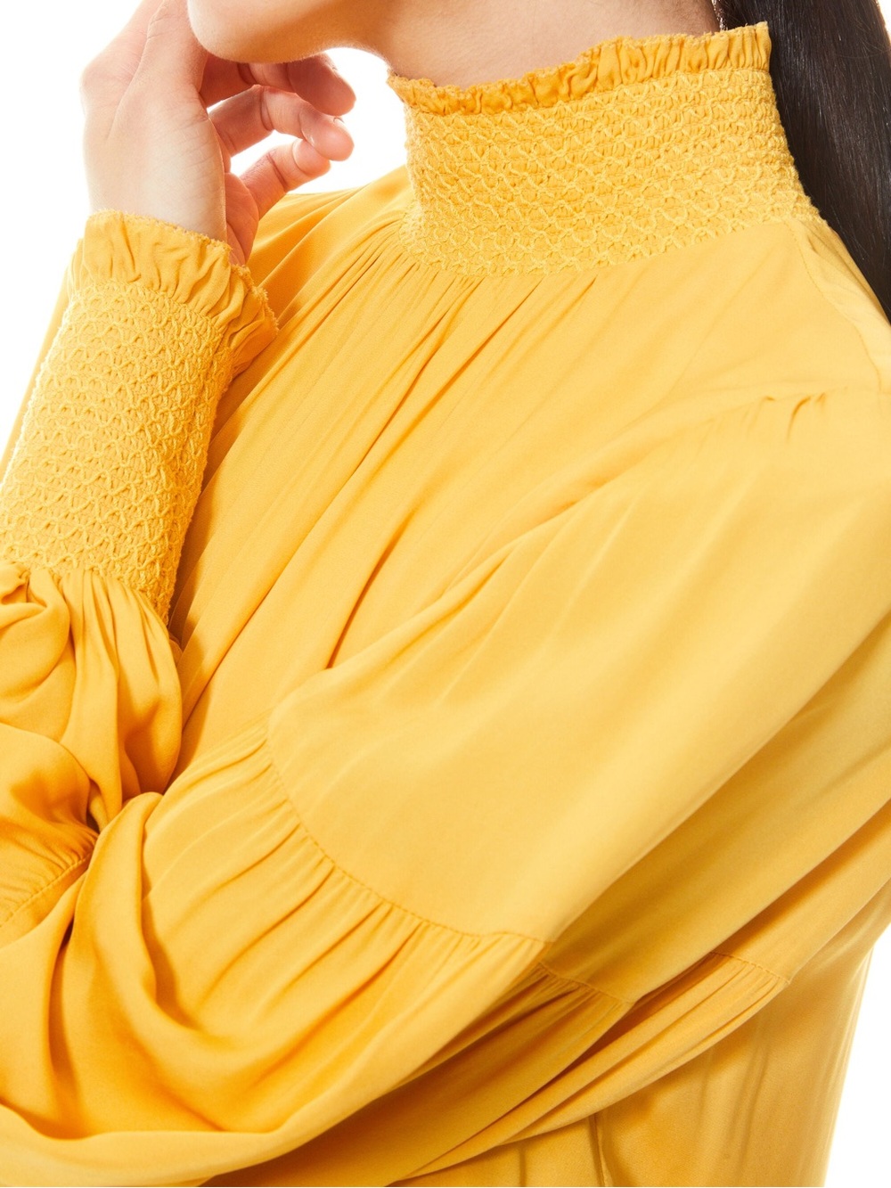 NWT Alice + Olivia Yellow High-Neck Tiered Mini Dress 10 - Picture 7 of 16